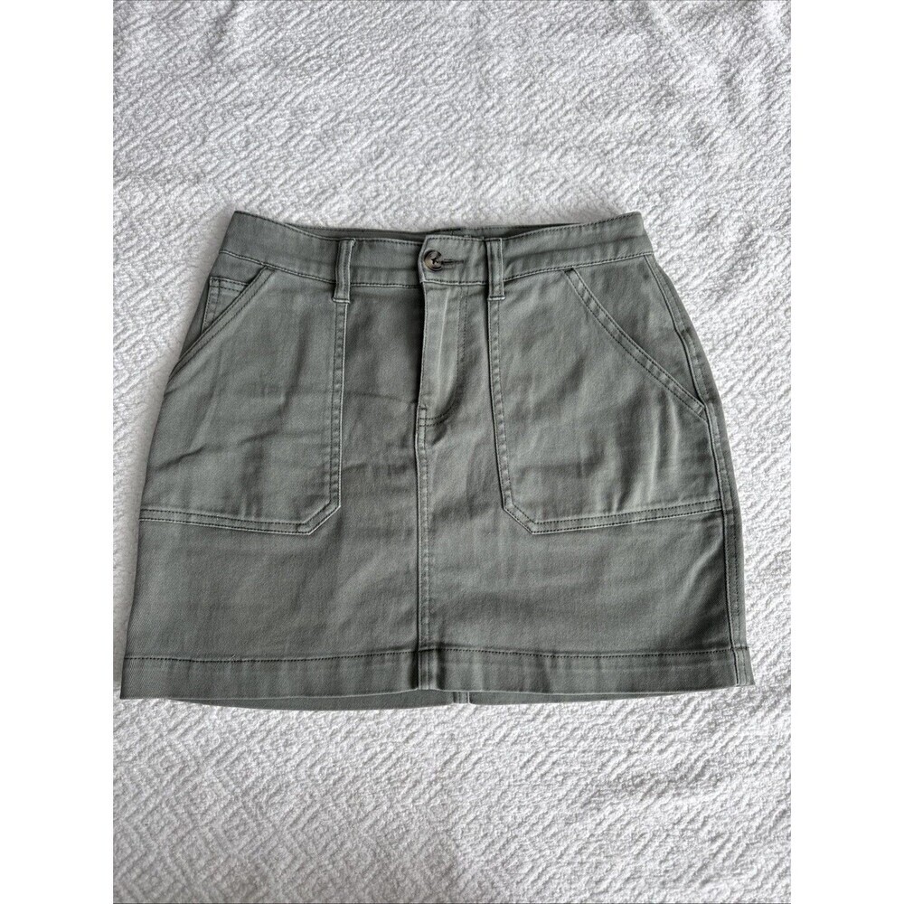Faherty Women’s Medium Sage Green Skirt Organic Cotton Pockets Sz S